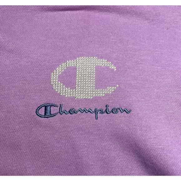 Champion Sweatshirt Women's Small Pink Pullover Crew Neck Puff Sleeve Athletic - Picture 4 of 12